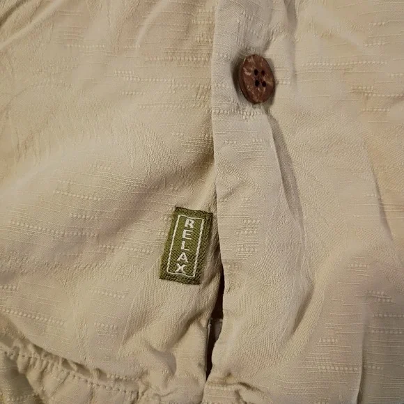 Tommy Bahama Shirt Mens Medium Beige Silk Floral Pocket Camp Relax Casual Resort - Picture 5 of 9